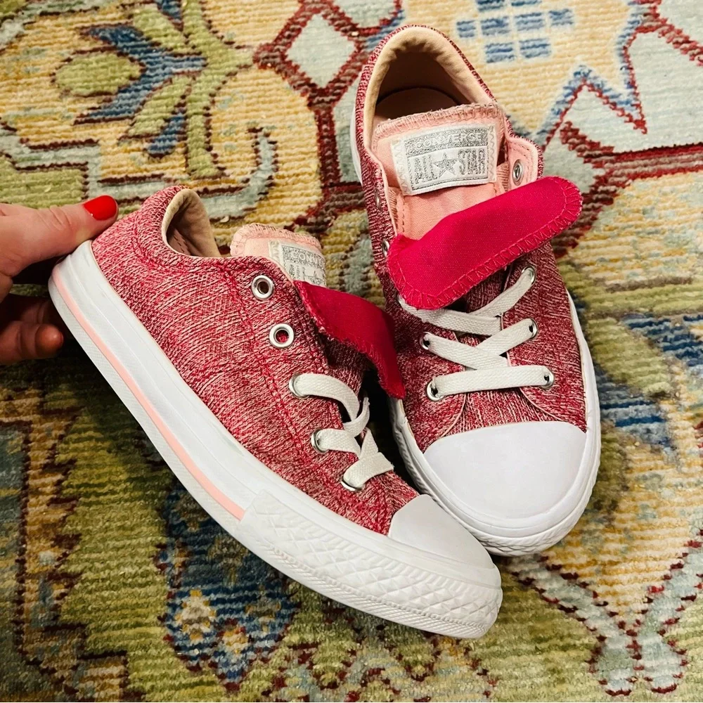 Converse Kids Fold Down Tongue Sneakers in Pink and Red